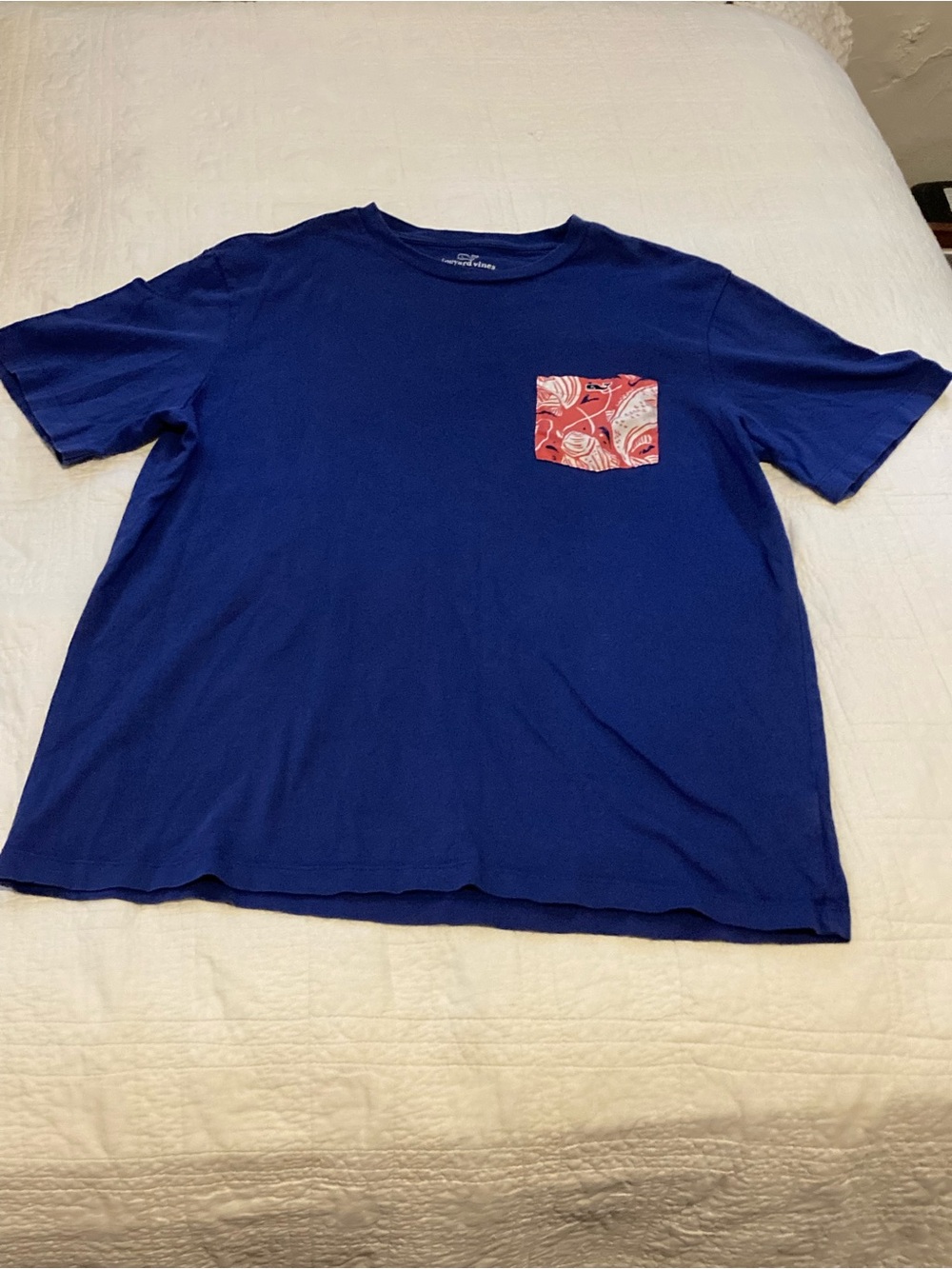 Vineyard Vines Blue Short-Sleeve Tee w/Patterned Pocket Men’s Size Medium GUC